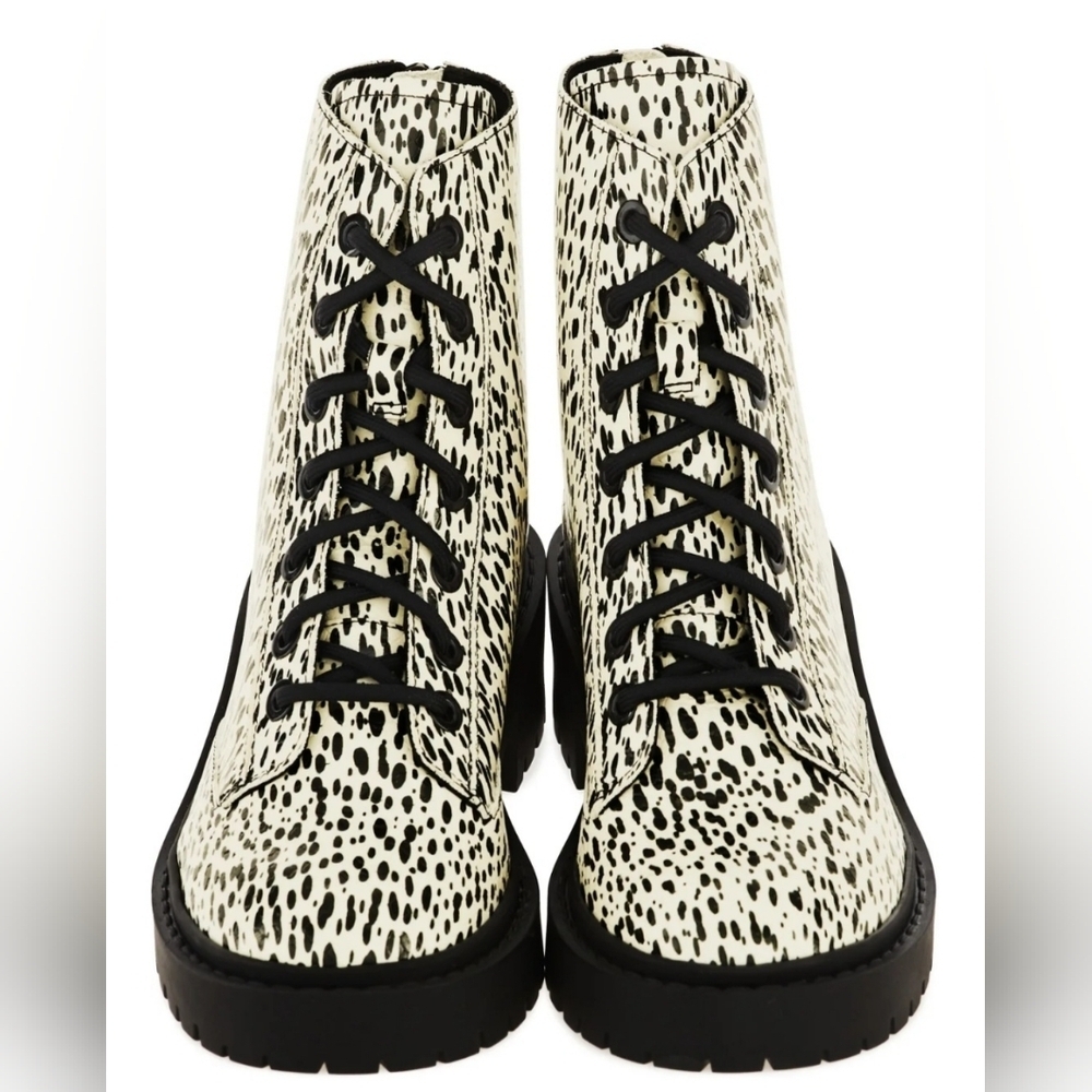 Kenzo Multicolor Leopard Pike Leather Lace Up Boots EU 36
